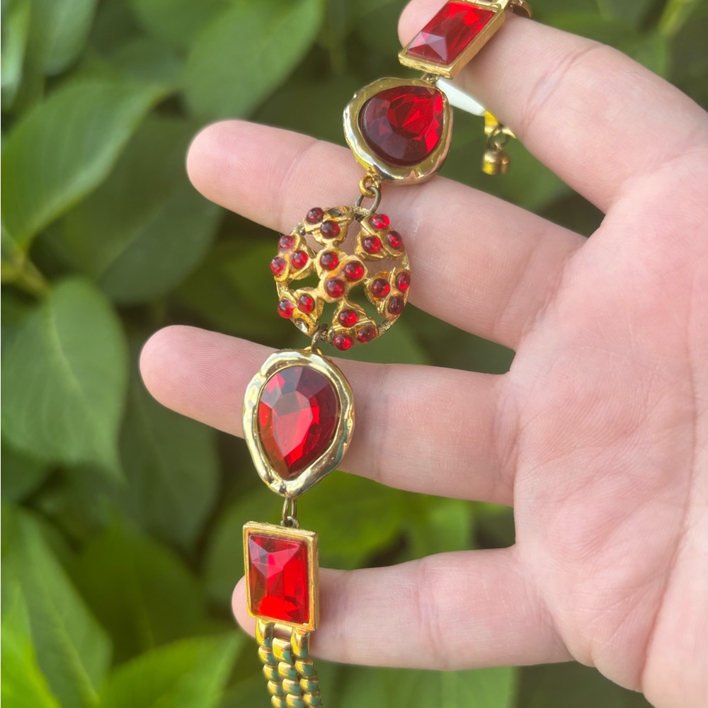 “Pomegranate” ♥️ Hand crafted bracelet from repurposed vintage earrings